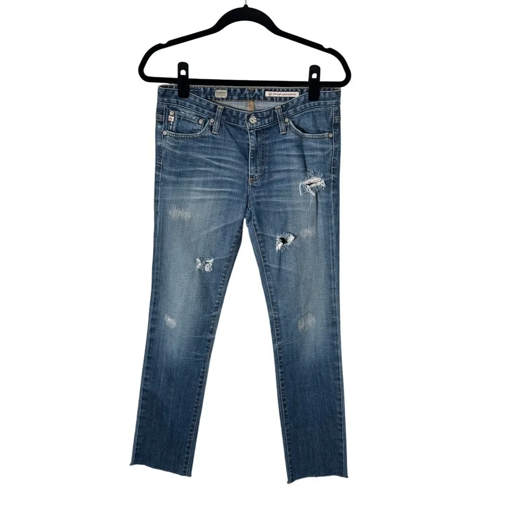 Adriano Goldschmied Premiere Skinny Straight Distressed‎ Jeans Medium Wash 28